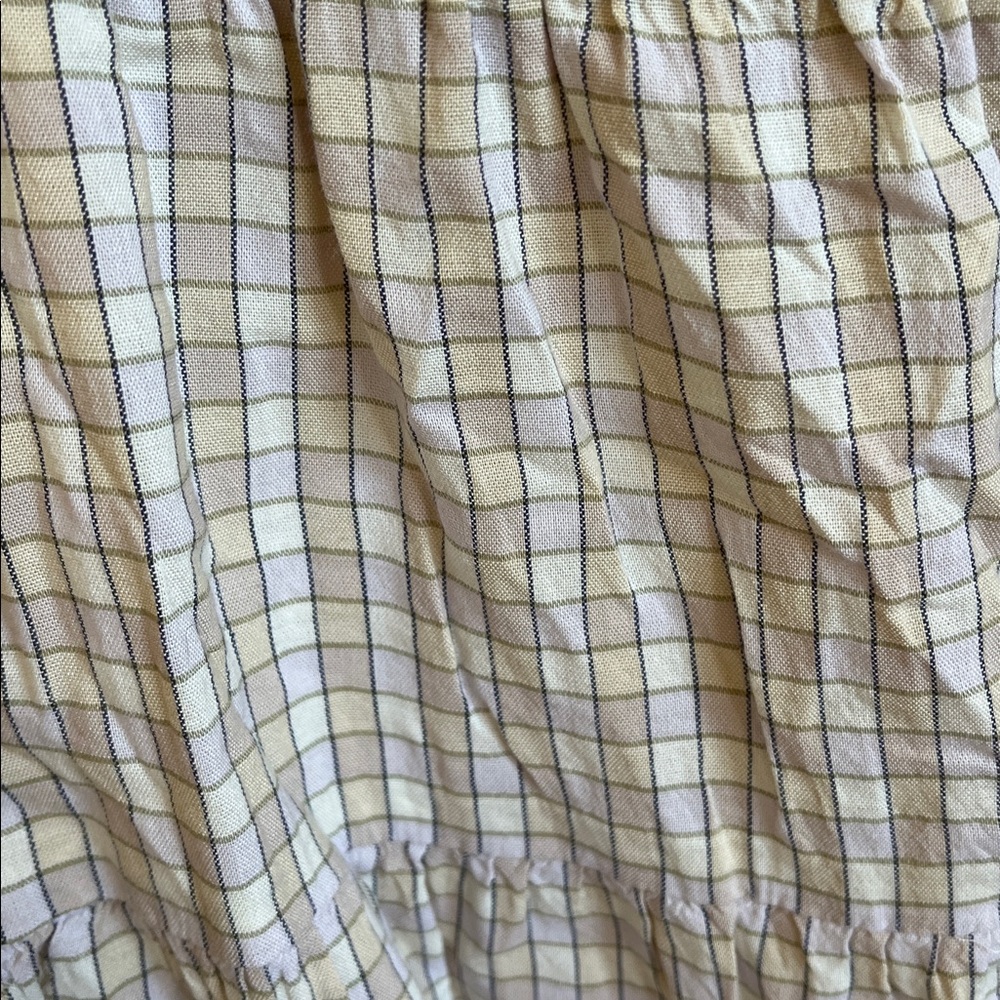 Old Navy Cream Plaid Square-Neck Midi Dress with Puff Sleeves - Picture 5 of 6
